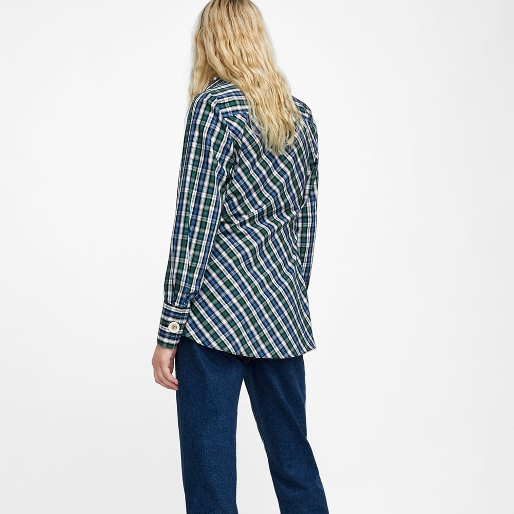 NWT! ZARA Fantastic Draped Plaid Shirt - Picture 6 of 8